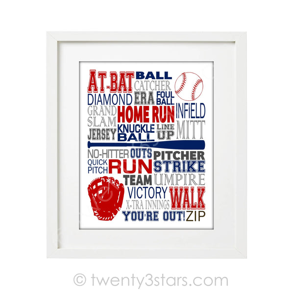 Baseball Alphabet Typography Wall Art - twenty3stars
