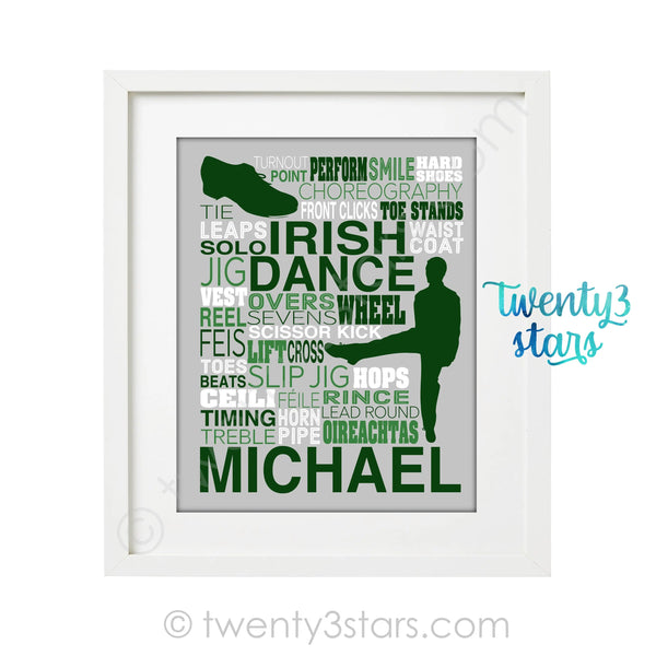 Boy's Irish Dance Typography Wall Art - twenty3stars