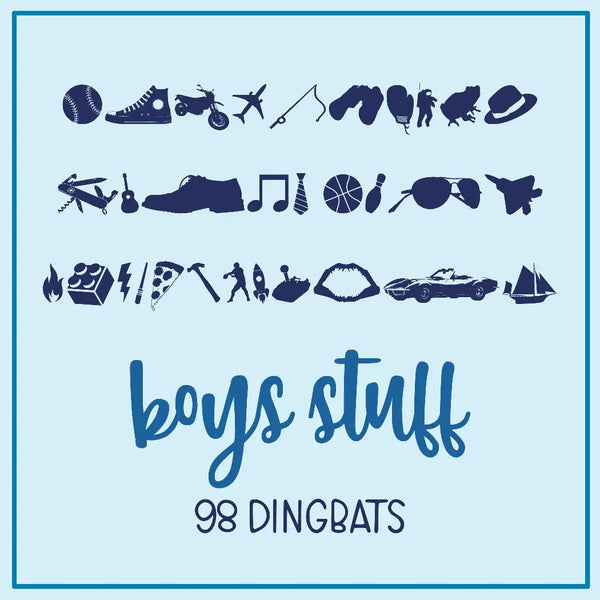 Boys Stuff Dingbat Font (OTF) - by 212fonts 212 Fonts