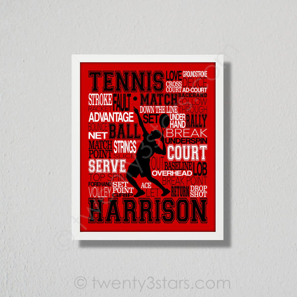 Boys Tennis Typography Wall Art - twenty3stars