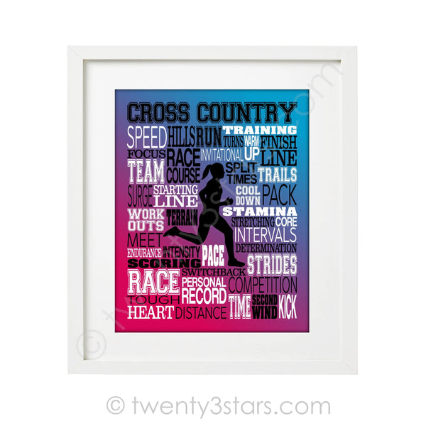 Girl's Cross Country Typography Wall Art - twenty3stars