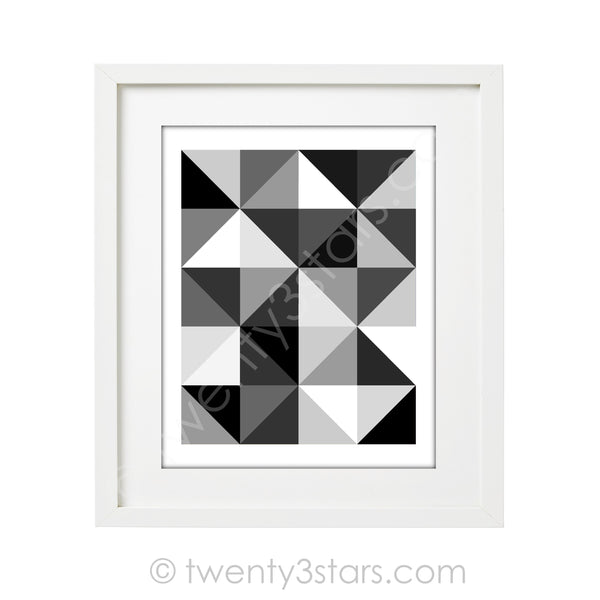 Grey Triangles Geometric Wall Art - twenty3stars