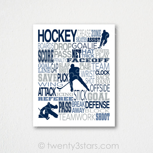 Hockey Team Typography Wall Art - twenty3stars