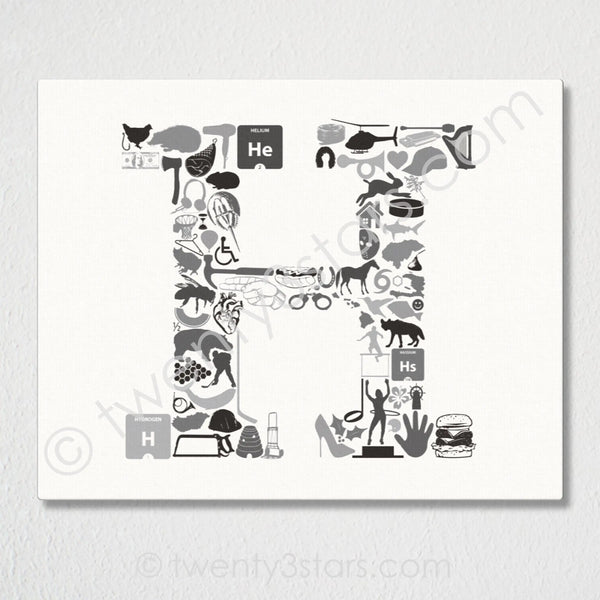 Letter H Monogram Wall Art - twenty3stars