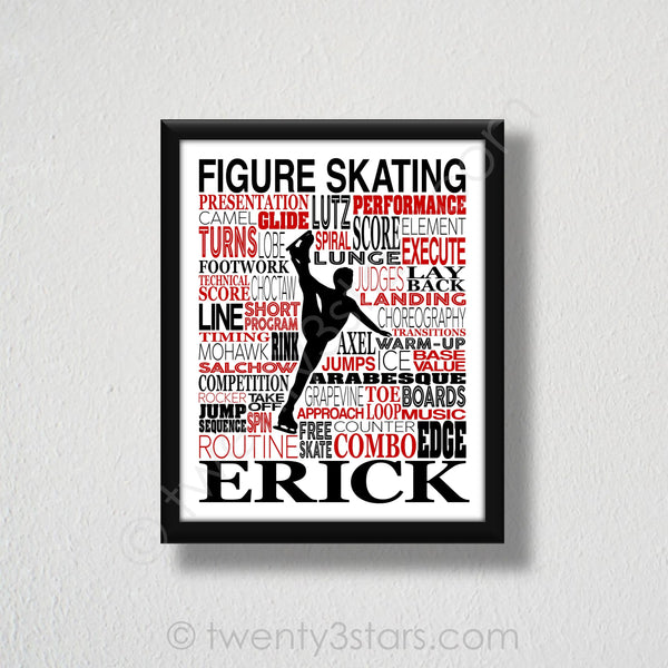 Men's Figure Skating Typography Wall Art - twenty3stars