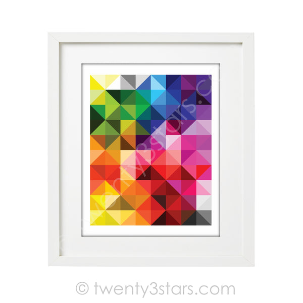 Rainbow Triangles Geometric Wall Art Print or Canvas - twenty3stars