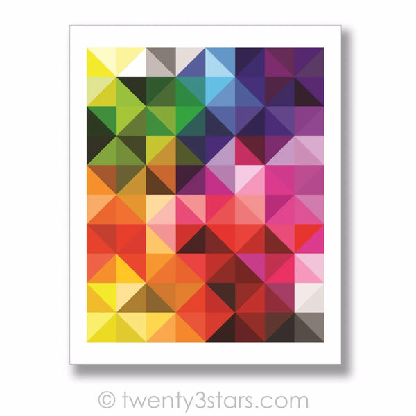 Rainbow Triangles Geometric Wall Art Print or Canvas - twenty3stars