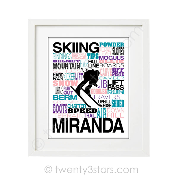 Skiing Typography Wall Art - twenty3stars