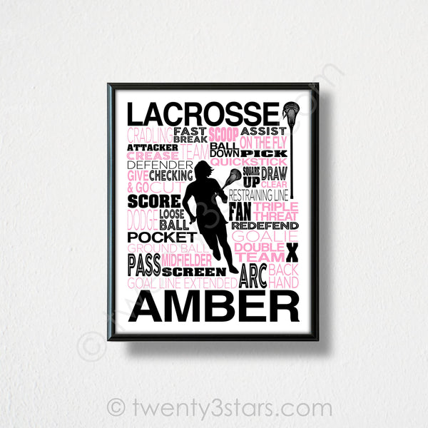 Lacrosse Goalie Typography Wall Art - twenty3stars
