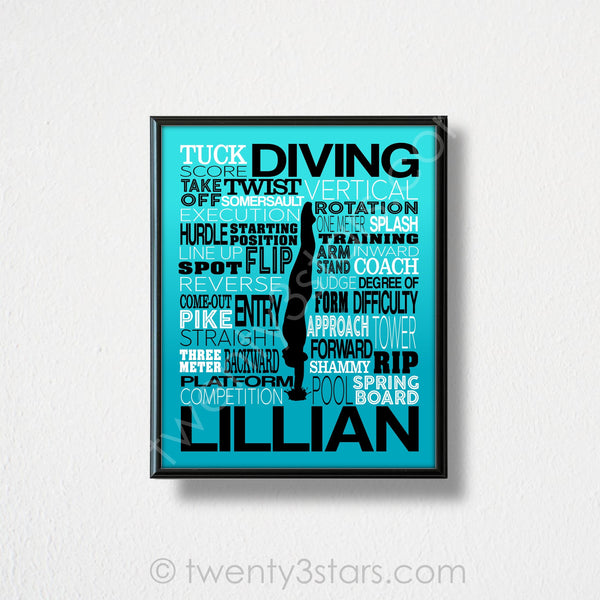 Women's Diving Team Typography Wall Art - twenty3stars