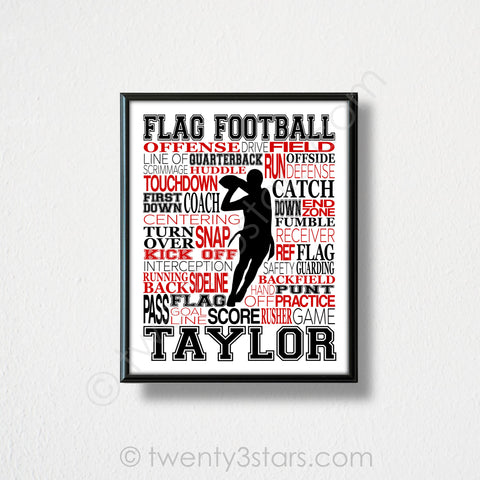 Flag Football Typography Wall Art - twenty3stars