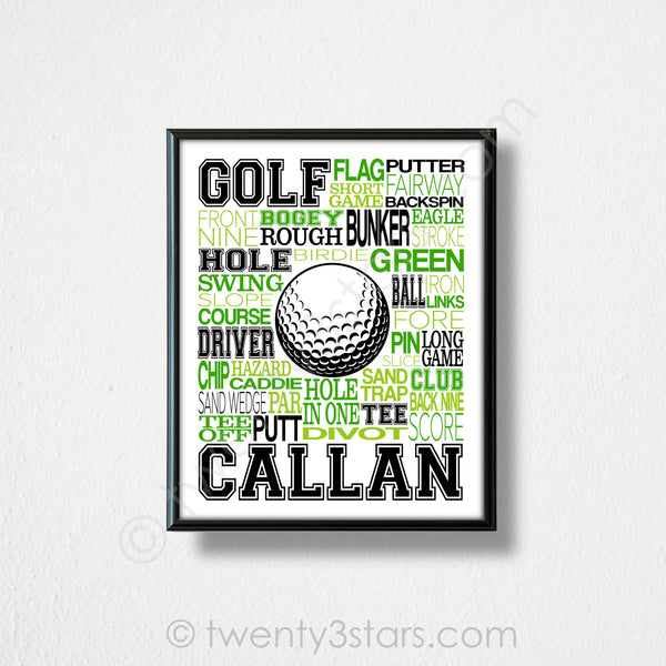 Golf Clubs Typography Wall Art - twenty3stars
