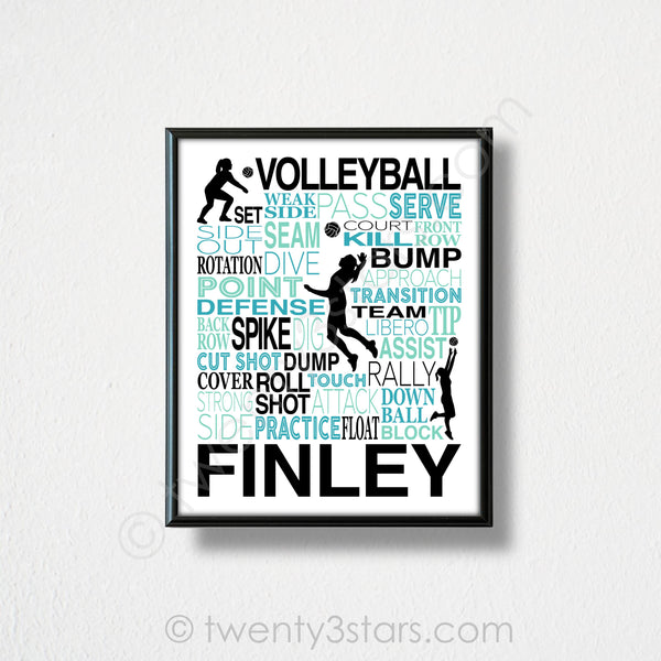 Volleyball Name Wall Art - twenty3stars