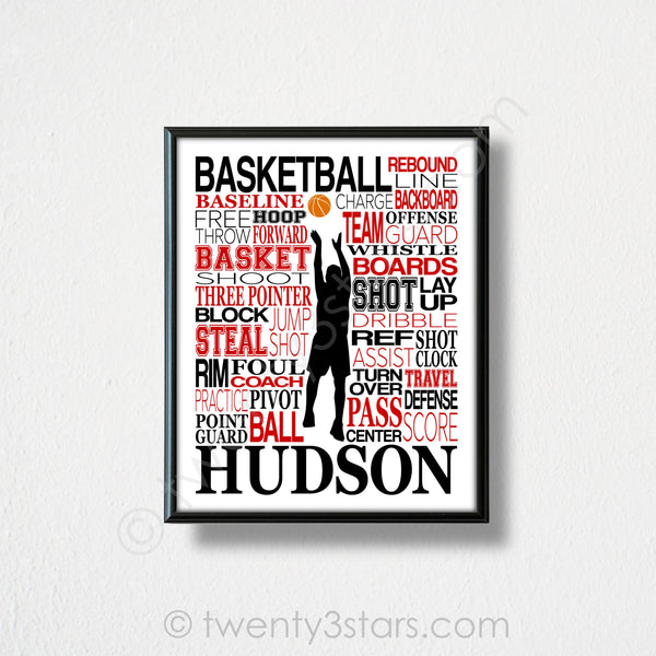 Girl's Basketball Typography Wall Art - twenty3stars
