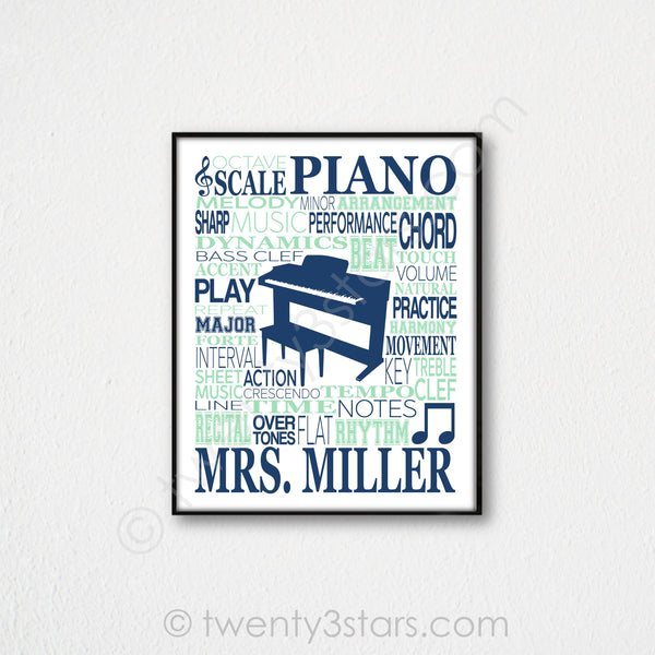 Piano Typography Wall Art - twenty3stars