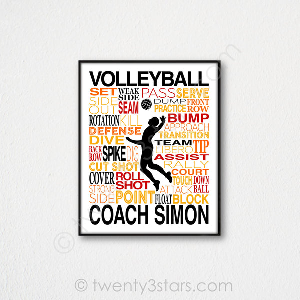 Men's Volleyball Typography Wall Art - twenty3stars