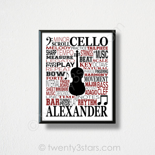Cello Typography Wall Art - twenty3stars