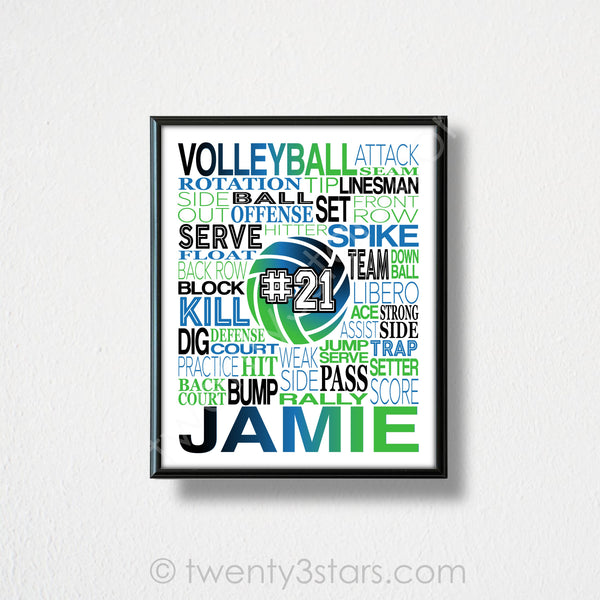 Men's Volleyball Typography Wall Art - twenty3stars