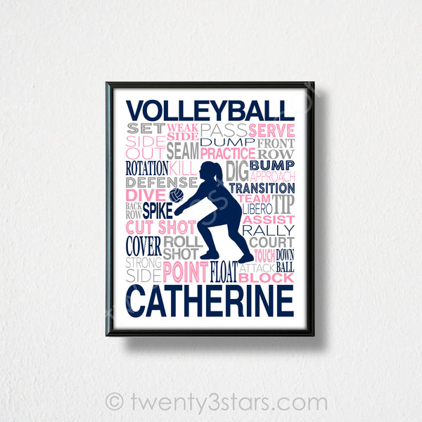 Volleyball Spiker Typography Wall Art - twenty3stars