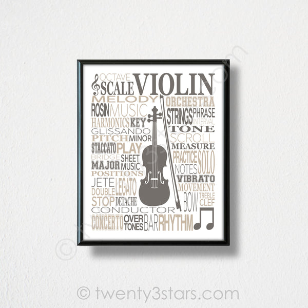 Violin Typography Wall Art - twenty3stars
