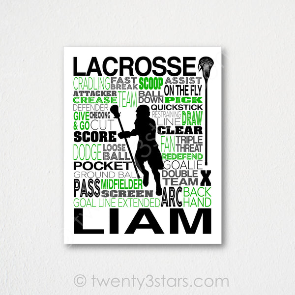 Lacrosse Typography Wall Art - twenty3stars