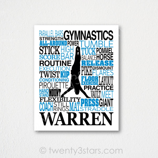 Men's Gymnastics Vault Typography Wall Art - twenty3stars