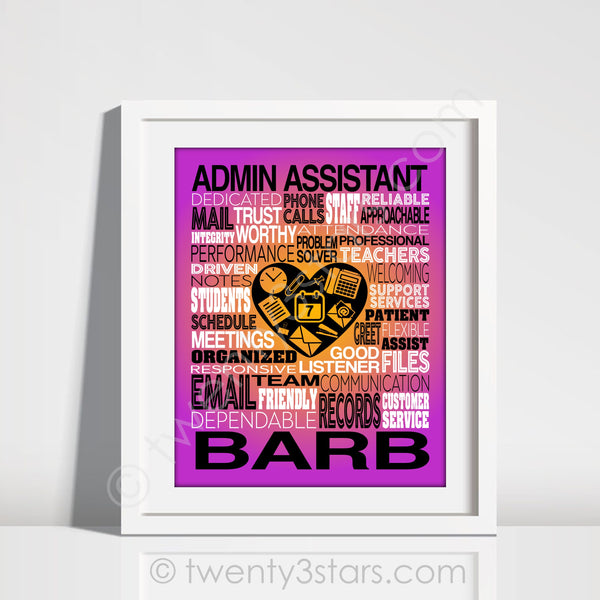 Administrative Assistant Typography Wall Art - twenty3stars