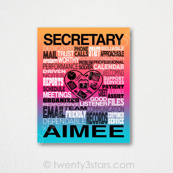Secretary Typography Wall Art - twenty3stars