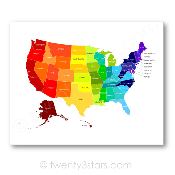 United States Map Wall Art - twenty3stars
