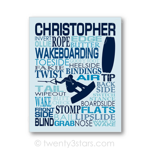 Wakeboarding Typography Wall Art - twenty3stars