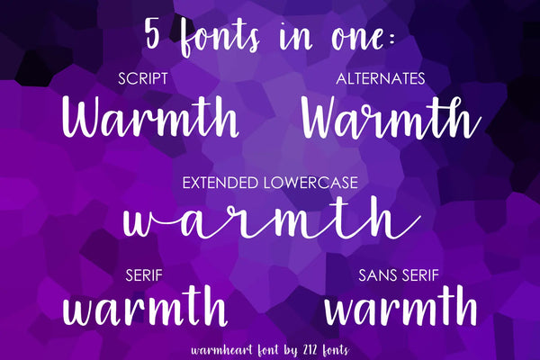 Warmheart Script, Sans Serif and Serif Handwritten Font Family (OTF) - by 212fonts 212 Fonts