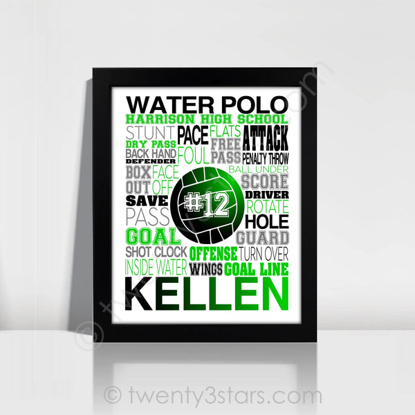 Water Polo Word Wall Art - twenty3stars