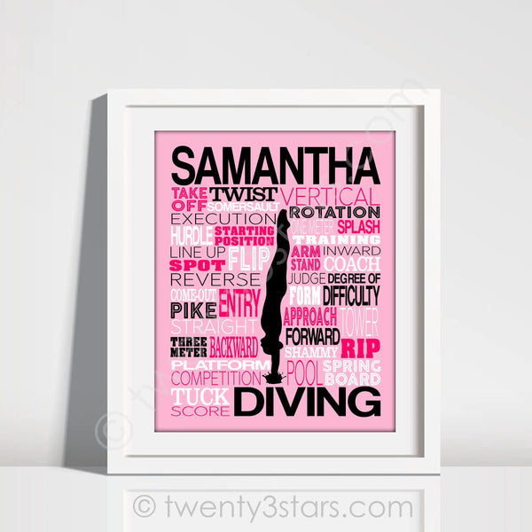 Women's Diving Typography Wall Art - twenty3stars