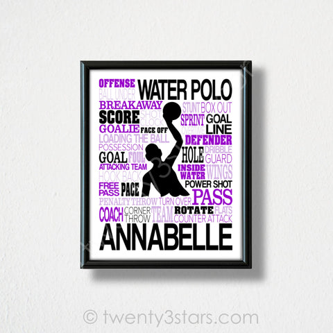 Women's Water Polo Typography Wall Art - twenty3stars