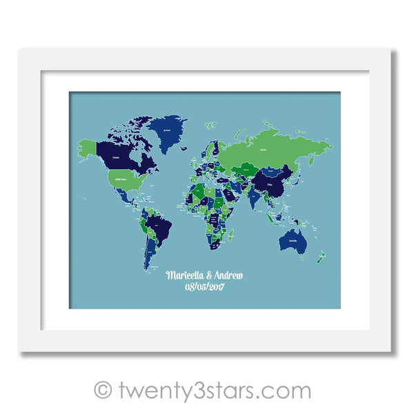 World Map Custom Wall Art - twenty3stars