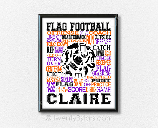 Flag Football Circle Typography Wall Art - twenty3stars
