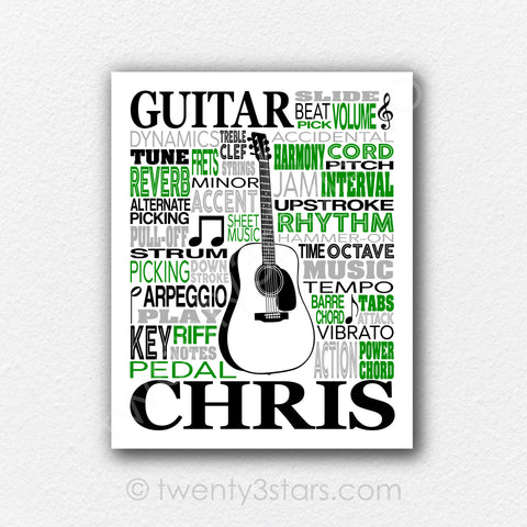 Acoustic Guitar Typography Wall Art - twenty3stars