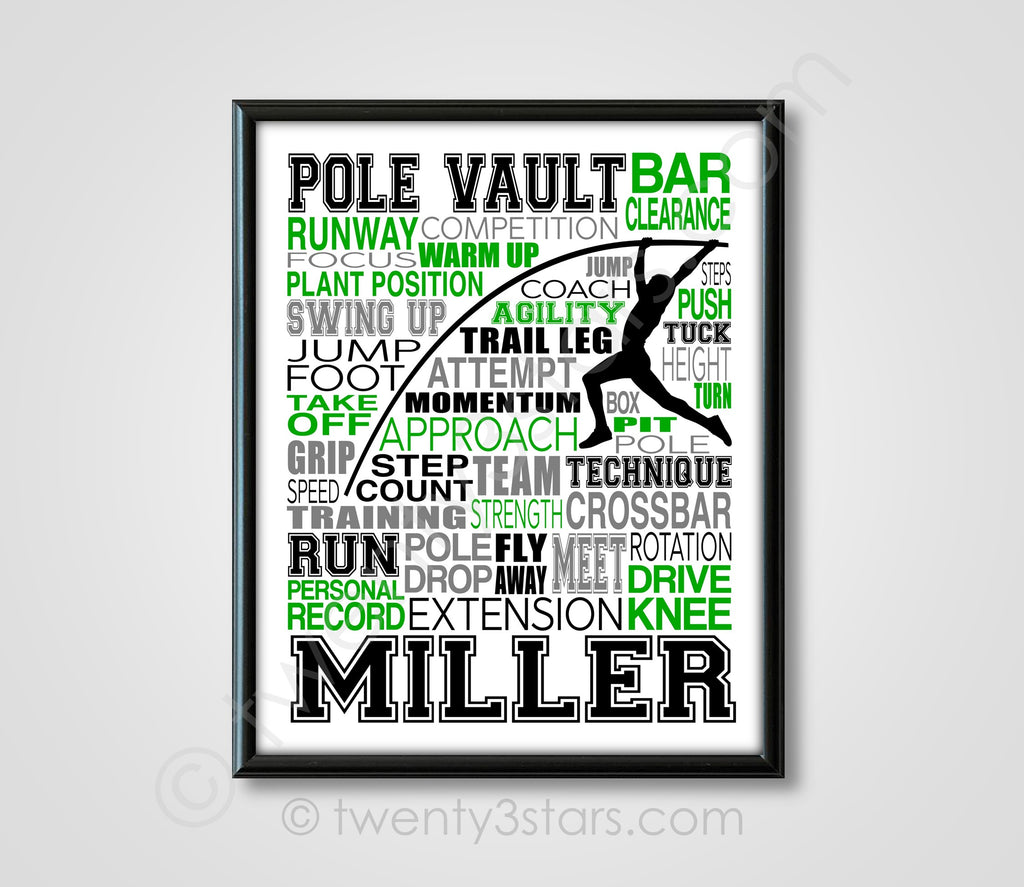 Boy's Pole Vaulter Typography Wall Art - twenty3stars