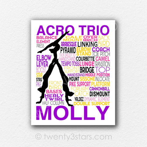 Acro Gymnastics Typography Wall Art - twenty3stars