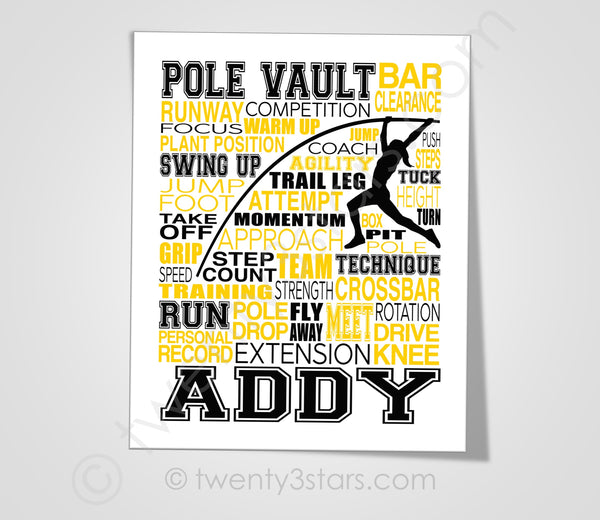 Girl's Pole Vaulter Typography Wall Art - twenty3stars