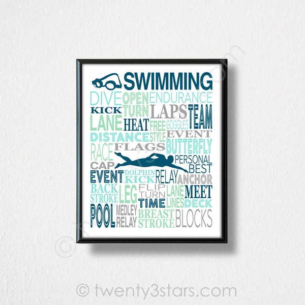 Swimming Word Wall Art - twenty3stars