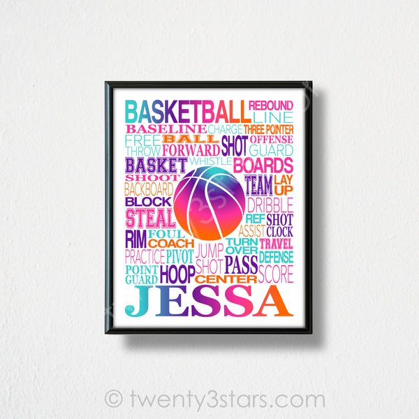 Basketball Name Wall Art - twenty3stars