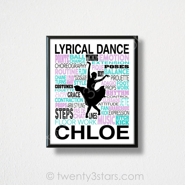 Lyrical Dance Typography Wall Art - twenty3stars
