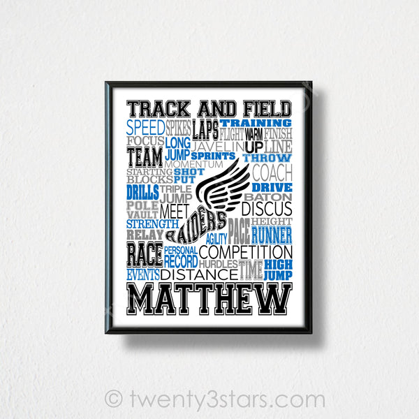Girl's Distance Runner Track & Field Typography Wall Art - twenty3stars