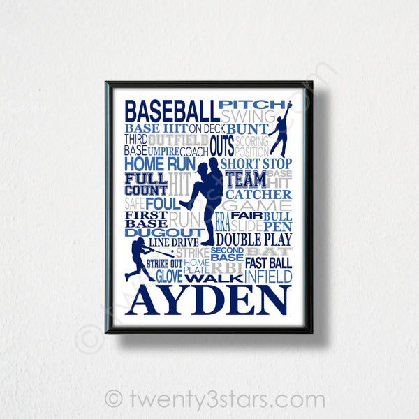 Baseball Name & Laces Wall Art Set  - twenty3stars
