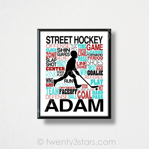Street Hockey Typography Wall Art - twenty3stars