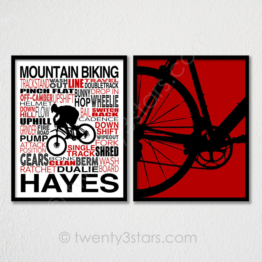Mountain Biking Pair Typography Wall Art - twenty3stars