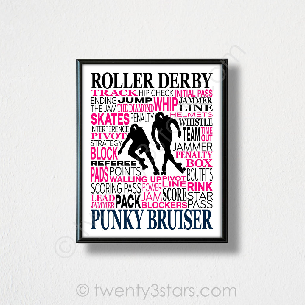 Roller Derby Typography Wall Art - twenty3stars