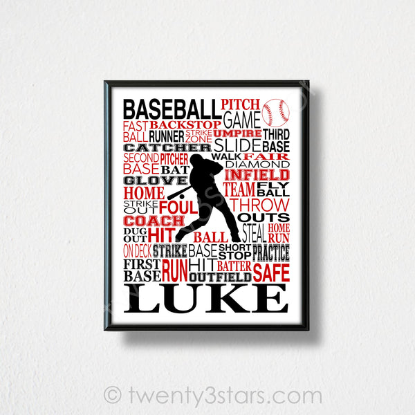 Baseball Name & Laces Wall Art Set  - twenty3stars