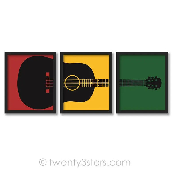 Acoustic Guitar Wall Art Trio  - twenty3stars